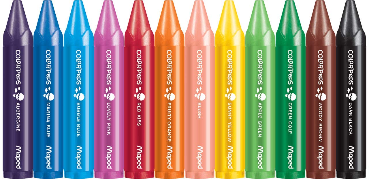 Maped Color Peps Wax Crayons Maxi 12s مابد كولور بيبس أقلام تلوين الشمع ماكسي 12 قطعة Maped Color Peps Wax Crayons Maxi 12s مابد كولور بيبس أقلام تلوين الشمع ماكسي 12 قطعة